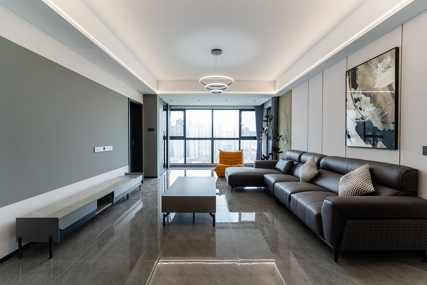 株洲家博整山水洲城小區134㎡  黑白灰現代風格裝修賞析